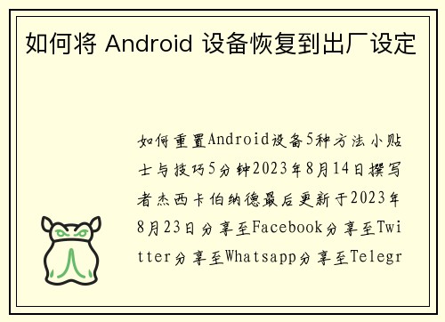 如何将 Android 设备恢复到出厂设定 